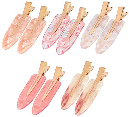 Kireida® 10 Stück Haarspangen ohne Biegung zum Stylen, Kleiner Stift ohne Falten, Flacher Clip aus Acrylharz, Bang, Locken, nahtloses Haarspangen-Werkzeug für Make-up, 5 Farben