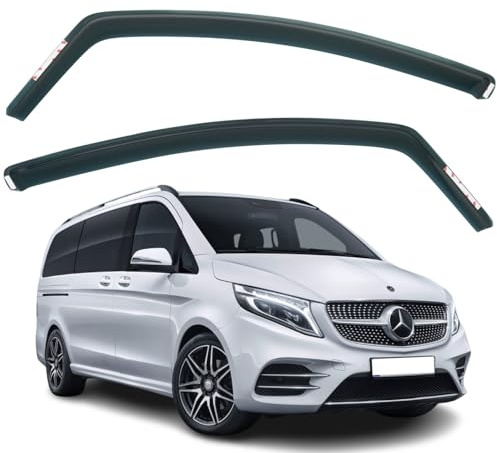 AirFlux : Lot de 2 déflecteurs de vent et de pluie compatibles avec Mercedes Benz Vito, Classe V, Marco Polo W447, Noir foncé, Installation autocollante