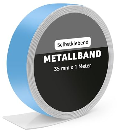 Taladad Nastro di metallo autoadesivo per figure Tonies, scaffali, ferroband magnetico per magneti, nastro adesivo in acciaio (35 mm, 1 m)