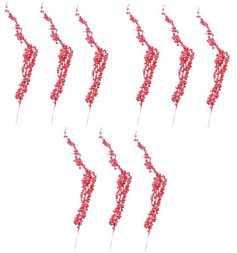 Ciieeo 9stücke Künstliche Rote Beeren Zweige Für Weihnachtsdekoration Hochwertige Holly Berry Stämme Für Bastelprojekte Und Festliche Arrangements