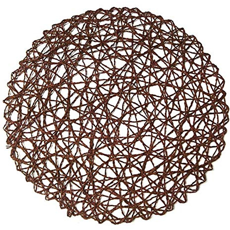 Flcivsh Tovagliette Rotonde in Fibra di Carta Intrecciata Decorazioni Natalizie in Stuoia Naturale Decorazioni per Feste 15 Pollici Set di 12 (caffè)