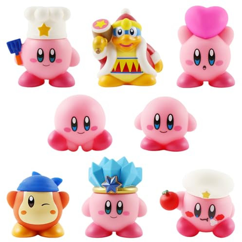 8 Stück Ornament KiR-by Mini Figuren Set Tortendekoration KiR-by Tortendeko Geburtstag Kuchen Topper Autodekoration Kindergeburtstag Party Kuchen Deko für Kinder Mädchen Jungen -D