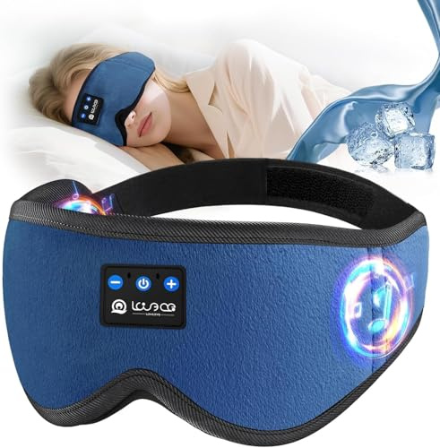 LOVE EYE Bluetooth Schlafmaske für Seitenschläfer, ultraflache Kopfhörer | Premium Ice-Silk-Stoff | Hochwertiger Klang | Waschbar | Atmungsaktiver Komfort | 16 Std. Akkulaufzeit | Seidig-weich