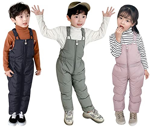 HEONSATI Pantaloni da Sci Bambini Set Impermeabile Salopette da Neve con Cuciture Nastrate Cappotto con Cappuccio con Pantaloni da Sci Completo Sportivo alla Moda Tuta da Neve Bambina
