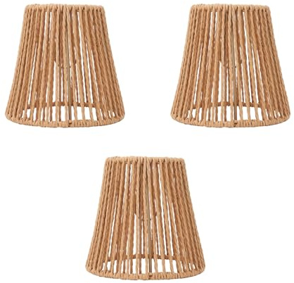 3 Stück gewebte kleine Lampenschirme, hohe Lichtdurchlässigkeit, Boho-Lampenschirm, Kronleuchterschirme, Rattan-Lampen-Kronleuchter-Lichtabdeckungen, Deckenlampenschirm für