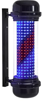 BarberPub Barber Pole poste de barbero, barbería poste de barbero con muebles de salón de luz LED, peluquería poste de barbero giratorio L047BC