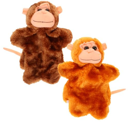 ifundom 2 Stück Handpuppen AFFE Aus Plüsch Realistisch Gestaltete Handspielzeuge Für Kinder Und Erwachsene Pädagogisch Geeignet Für Geschichtenstunden Und Rollenspiele