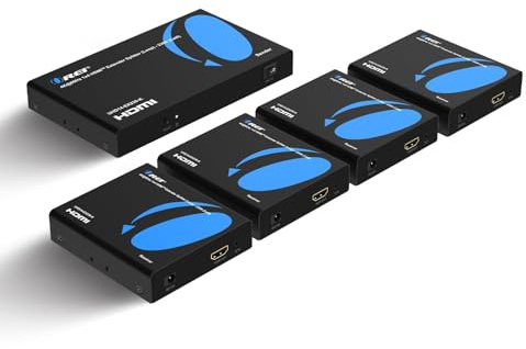 OREI HDMI 1×4 Splitter & Extender Over Ethernet – 4K@60Hz 4:4:4 HDCP 2.2 – Single CAT6/7 Cable up to 230 ft – EDID Management, IR Control, Loop-Out & Low Latency