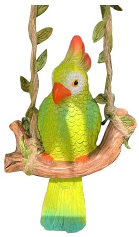 LOVIVER Statue de Perroquet Suspendue, Figurine décorative, Micro, Sculpture Robuste, Ornement pour Jardin, Arbre, intérieur, extérieur, pelouse