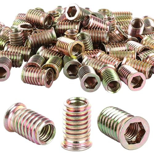 APACALI Lot de 130 inserts filetés M10 (10 mm) x 25 mm pour bois, meubles en bois, charpentier, bricolage et nombreux projets
