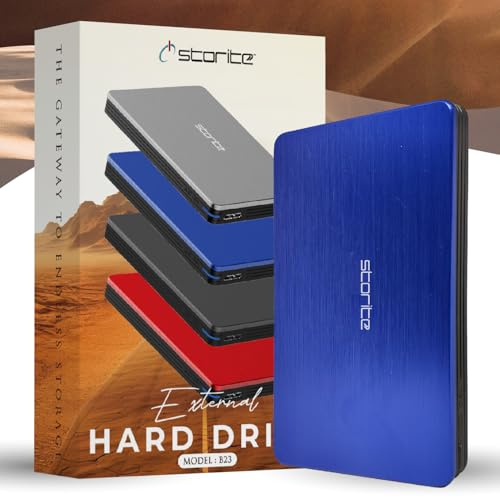 Storite Disco duro externo de 500 GB, USB 3.0, ligero, copia de seguridad de datos y almacenamiento, Plug and Play, disco duro portátil para juegos, memoria HDD, para juegos, laptop, PC, Mac