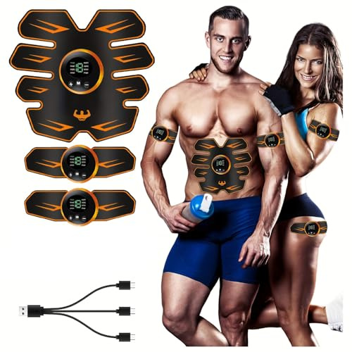 WUGEIN Elettrostimolatore per Addominali,ABS Stimulator EMS Muscolare,Cintura Addominale Elettrostimolatore,6 modalità e 9 Intensità,EMS Trainer per Uomini Donne Addome/Braccia/Gambe