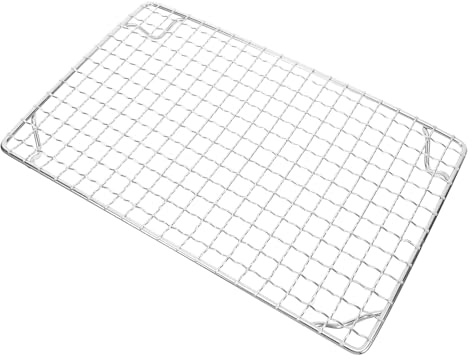 LOORGVEL Edelstahl Grillrost mit Füßen 28 X 18cm Rechteckiges Grillgitter zum Backen und Braten Antihaftbeschichtetes Kühl und Grillrost für Holzkohlegrills und Camping | zum Backen und Braten, hoch 2 cm, Antihaftbeschichtetes Kühl und Grillrost, für Camping Holzkohlegrillen Lagerfeuer Ofen