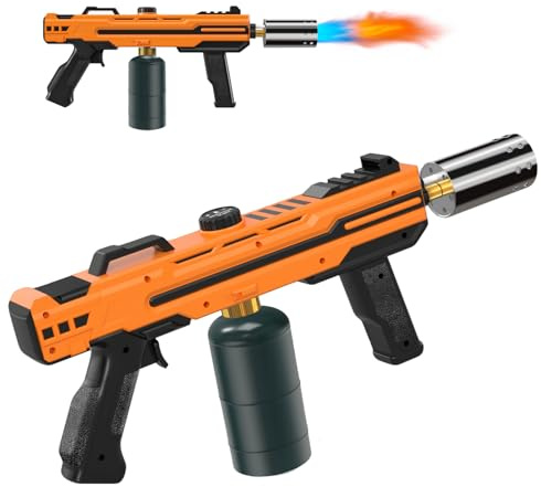 XIEEAOZEE Powerful Propane Torch Gun, Cooking Torch With Adjustable Flame, Flamethrower Kitchen Torch Burner Gas Welding Kits for Grill, BBQ, Campfire, Camping (Propane Tank Not Included)