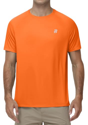 Runhit Men’s UPF 50+ Rash Vest Short Sleeve, Lightweight Quick Dry UV Sun Protection Swimming T-Shirt for Running Fishing & Outdoor Sport