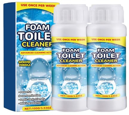 Foam Limescale Remover Powder, 2pcs Foaming Toilet Cleaner, Toilet Cleaning Foaming Powder, Toilets Cleaning Foam, Toilets Cleaner Quick for Deep Fresh Clean Drain Remove Dirt and Bad Odour