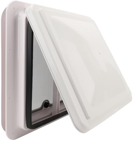 YUYTE 13 Roof Vent RV Roof Vent 13.39x13.39in White Ceiling Ventilation Lid with Support Rod and Screen for Trailers, Motorhomes, and Campers