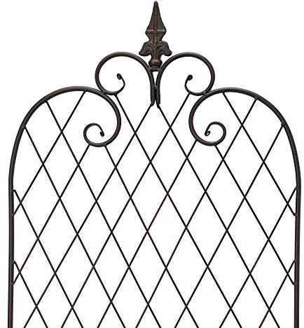 FRANK FLECHTWAREN Rankgitter Raute, Metall Rostoptik, 45 x 115 cm, Dekorationsgitter Garten Vintage Landhaus