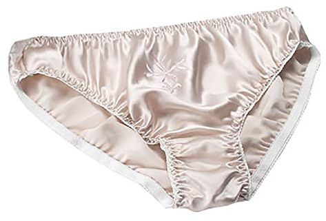 LSHARON SILK Slip sexy 100% seta di gelso delle donne mutandine biancheria intima perizoma, Beige, L