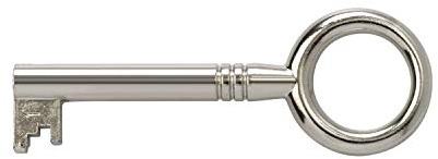 Gedotec Bartschlüssel Deko Ersatz-Schlüssel Schrank Buntbartschlüssel für Möbel-Schloss & Schubladen - 0305 | 40 mm | Schlüssel Messing vernickelt matt | 1 Stück - Möbelschlüssel mit Junie-Sperre 1