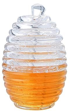 265ml Large Acrylic Classic Honey Jar Bienentopf Sicherer Honig-Spender mit Löffel Ideal zum Aufbewahren und Abgeben von Honig
