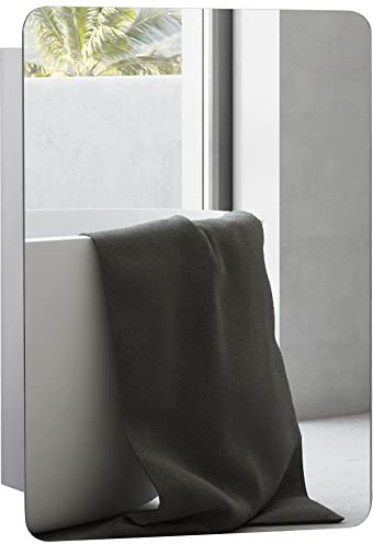 kleankin Bathroom Storage Cabinet w/Sliding Mirror Door, Wall Mounted Bathroom Cabinet with 3 Shelves, Stainless Steel Frame, 46W x 66H cm