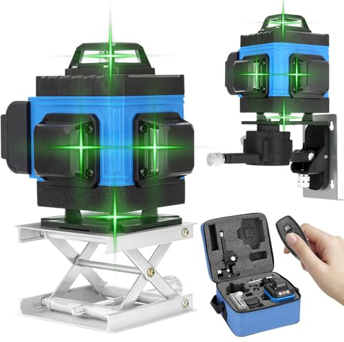 VISLONE Multifunktionales 16-Linien-Nivellierungswerkzeug Vertikales horizontales Crossline-APP-Fernbedienung mit Selbstnivellierungsfunktion mit 1,5 m verstellbarer Legierungsverlängerungsstange (EU Plug without Tripod Stand-1)