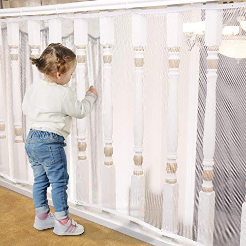 Treppen Schutznetz, 300x77cm Treppengeländer Sicherheitsnetz, Katzennetz | Sicherheitsnetz Treppe Balkonnetz mit Nylonseil Schnallenriemen für Kinder Haustiere
