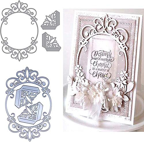 lilyshopingstore Stanzschablone, Ovaler Rahmen, Hochzeitspitze, Metall, Klassisch, für Bastelarbeiten, Scrapbooking, Fotos, dekorative Prägung, Papierschablonen für Scrapbooking, Kartenherstellung