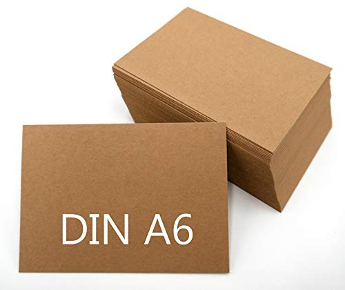 DIN A6 Blanko Kraftpapier Postkarten Karteikarten Set braun zum Selbstgestalten 225 & 300g/m² Bastelkarton (100 Blatt 225g/m²)