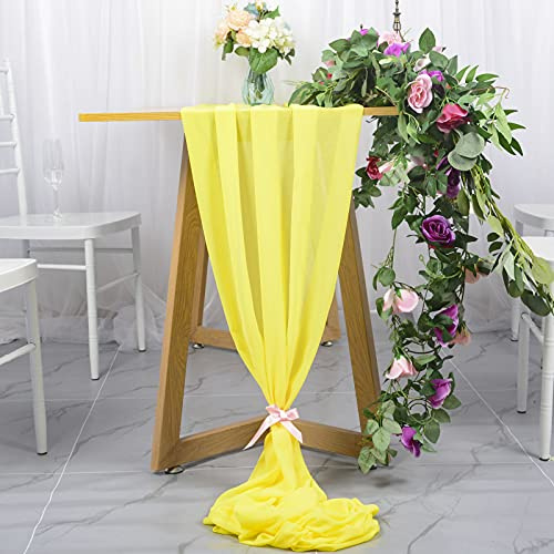 ShinyBeauty Chiffon-Tischläufer, 73 x 305 cm, Gelb, Weich, Transparent, Hochzeits- & Party-Dekoration, 308 cm Lang, Romantisch