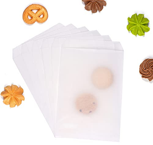 Quotidian Blanc Plat Moyen Greaseproof Sachets Papier Kraft 5 x 7 (13 x 17,8cm) Lot de 100 - Boulangerie Friandise Bonbons Dessert Cadeau de Fête