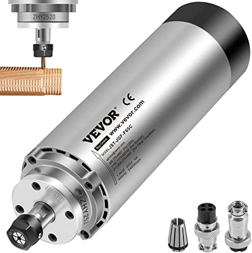VEVOR Motor de Husillo Refrigerado por Aire de 1,5 KW Fresado, Motor de Husillo Refrigerado por Viento de 220 V, Motor de Giro Refrigeración por Aire 400 Hz Diámetro de 65 X 205 mm de Alta Potencia