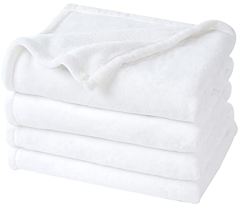 PHF Morbida coperta in pile, 130 x 150 cm, in stile Oeko-Tex, morbida, calda, per divano, letto, copriletti e coperte, colore: bianco