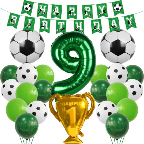 Cnrose Fussball Luftballon 9. Geburtstag Grün Luftballon 9 Jahre Junge Fußball Geburtstagsdeko 9 Jahre Kindergeburtstag Helium Ballon 9 Geburtstag Junge 9. Geburtstagsdeko Fußball 9 Deko