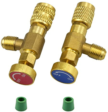 Hyakoz 2 PCS Válvula de Carga de Refrigerante Válvula Seguridad Refrigerante Relleno Refrigerante Válvula de Seguridad Acoplador Rápido Aire Acondicionado R410A R22 Conector Adaptadores