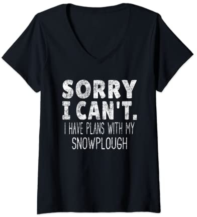Womens Eat Sleep Snowplough Repeat - Vintage Snow Plow Saying V-Neck T-Shirt