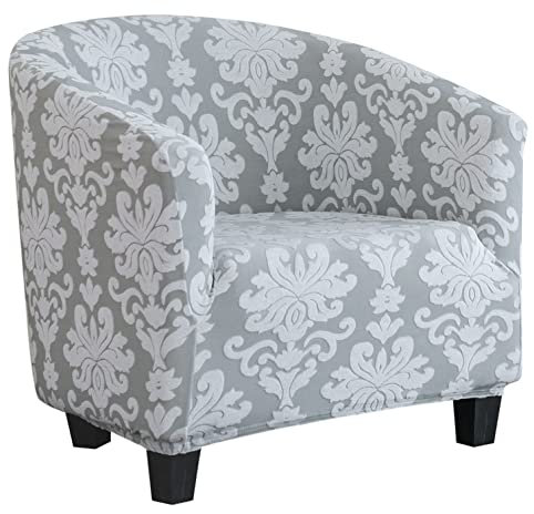 YOPOIY Universal Weich Tub Club Stuhlbezüge, Jacquard Moderne Club Chair Schonbezug mit Elastischer Unterseite Sesselhusse Stretch Waschbar Möbelschutz -hellgrau