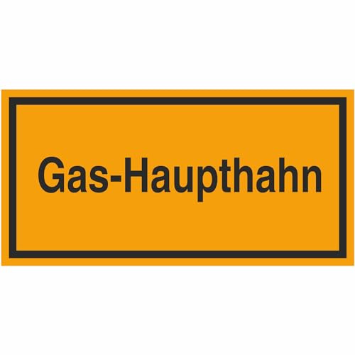Indigos UG - Schild Betriebskennzeichnung Gashaupthahn - Gas - Haupthahn - 20,00 cm x 10,00 cm - Warnung - Sicherheit - Hotel, Firma, Haus - Aluverbundplatte 3mm - Hinweisschild - Warnschild