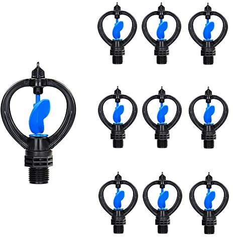 10 irrigatori in plastica a 4 punti, con testa a farfalla, rotanti a 360 gradi, per giardino, prato, paesaggio, serra, spray