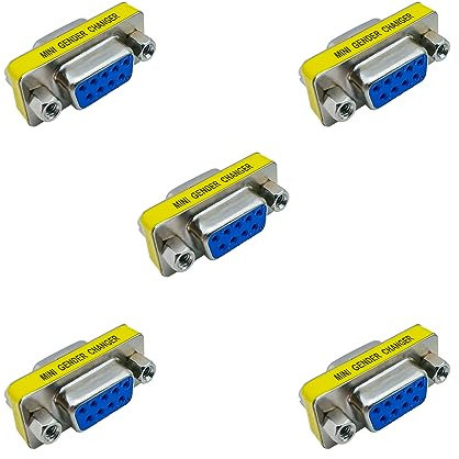 iYueMps 5pcs DB9 Gender Changer D-Sub Serial RS232 9 Pin Female to Female Adapter Gender Changer by Converter (Female to Female)