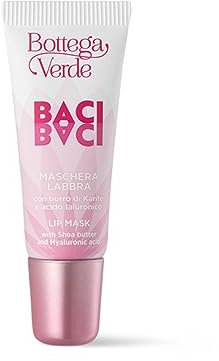Bottega Verde - Baci Baci, Maschera Labbra Idratante Notte, 7 ml, con Burro di Karitè e Acido Ialuronico, Nutriente e Protettiva, Labbra Secche e Screpolate, Effetto Emolliente e Morbidezza Intensa