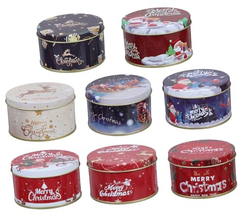 OSALADI 8 Pezzi Di Carta Regalo Di Natale Scatole Di Scatole Di Di Natale Barattoli Di Biscotti In Metallo Scatola Di Caramelle Di Barattolo Di Biscotti Vuoti
