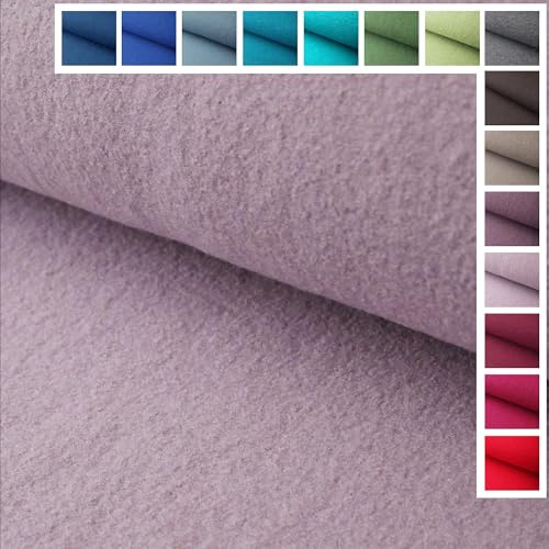 Premium Walkloden Walkstoff Kochwolle - 100% Wolle, Stoffe, Trachtenstoff, Meterware ab 25 cm Länge - Farbe Flieder - Hell Lila