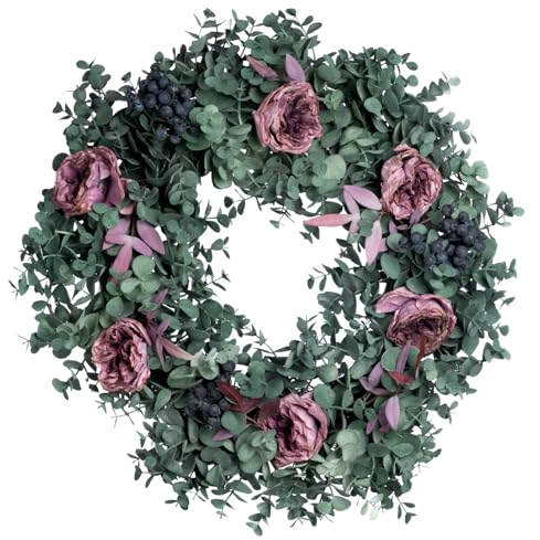 Goodwill Indoor Eukalyptus Blumenkranz PGrün und Rosa 54 Zentimeter