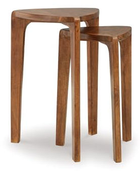 Signature Design by Ashley Brynnleigh Contemporary Nesting Accent Table, Set of 2, Light Brown