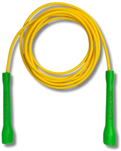 Elevate Rope Springseil für Crossfit & Fitness - Sport Springseil - Verstellbares Springseil - Erwachsene und Kinder - Speed Seil - Zustand & Kraft - Innen & Außen - Fitness Springseil (Gelb/Grün)
