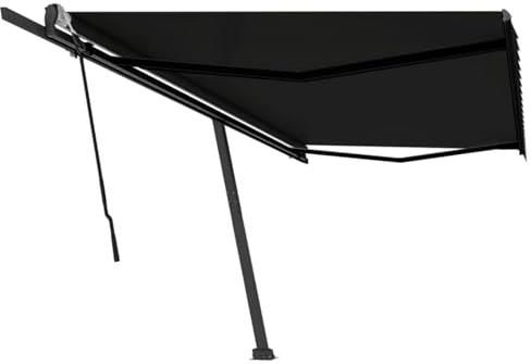LAPOOH Standmarkise Einziehbar Handbetrieben, Balkon Markise, Sonnenschutz, Balkon überdachung, Sonnenmarkise, Terrassen-markisen, 500x300 cm Anthrazit