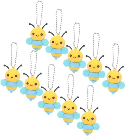 Toyvian 10pcs Bee Keyring Charm Bee Keychain for Women Party Decor Schoolbag Pendant Diy Accessories