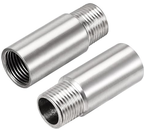TOP-VIGOR 2Pcs Shower Head Extension Arm, 60mm Shower Arm Extender, 1/2 PT Stainless Steel Handheld Shower Pipe Head Extension Round Pipe for Bathroom Accessory